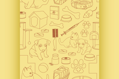 Veterinary pet icons pattern