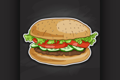 Burger, color picture sticker