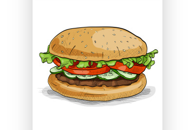 Burger, color picture sticker