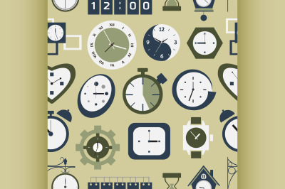 Clocks icons pattern