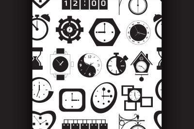 Clocks icons pattern