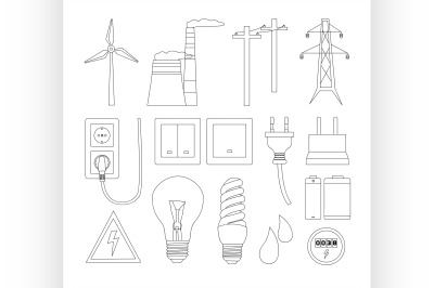 Energy, electricity, power icons