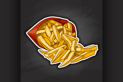 french fry color picture sticker