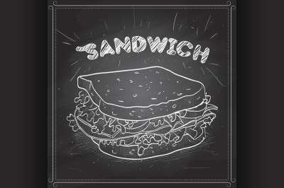 sandwich scetch on a black board