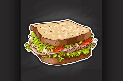 sandwich, color picture sticker