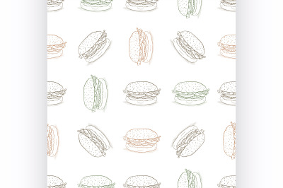 seamless pattern burger scetch