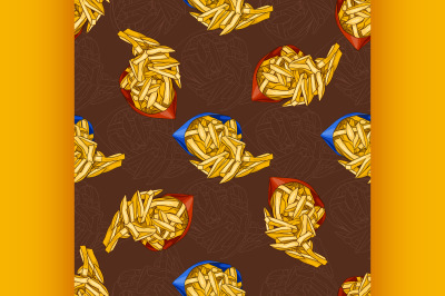 seamless pattern of two types french fries