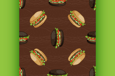 seamless pattern of two types burger