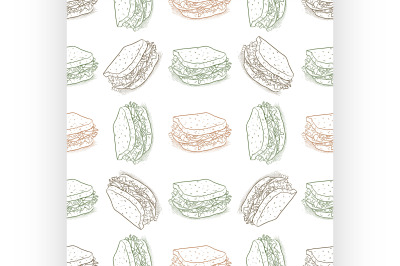 seamless pattern sandwich scetch