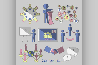 Conference icons set