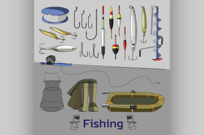 Fishing set icons