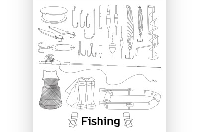 Fishing set icons