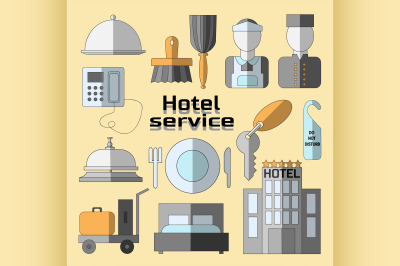 Hotel service icons set