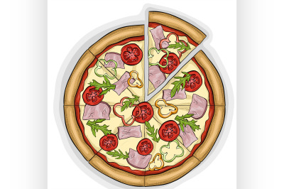 Pizza with bacon color picture sticker