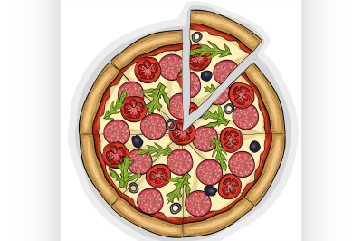 Pizza with salami color picture sticker