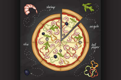 Pizza with shrimp color picture