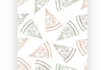 Seamless pattern pizza with shrimp scetch