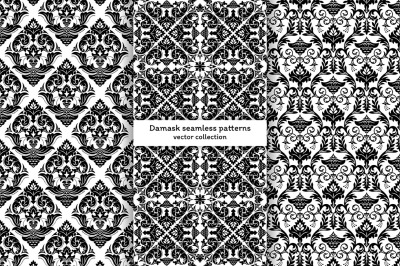 Set of Damask seamless patterns