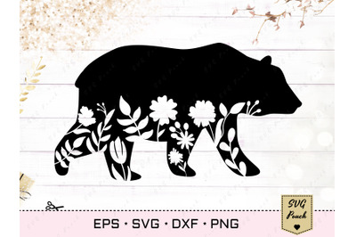 Floral Bear SVG grizzly