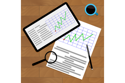 Economic graphic on desk