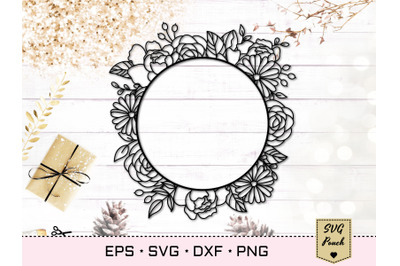 Floral circle frame SVG