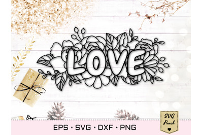 Floral love text SVG