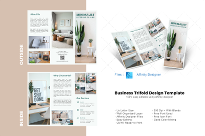 Minimal interior trifold brochure template