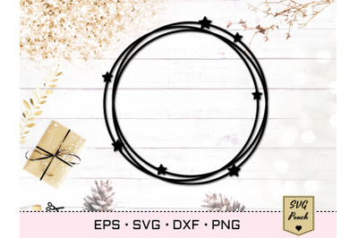 Circle monogram frame svg with stars