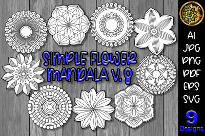 Simple Flower Mandala Set-8