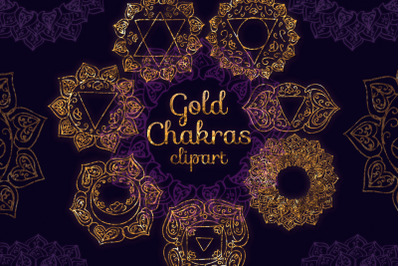 Gold chakras clipart 7 elements Yoga Meditation