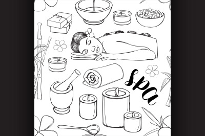 Spa doodle set pattern