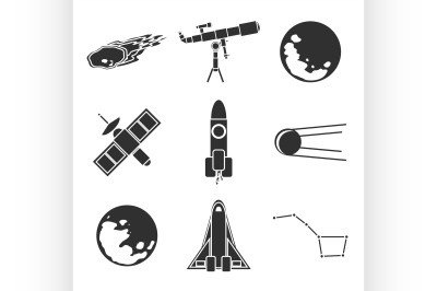 Icons of space and astronomy.