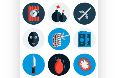 Terrorism flat vector icons