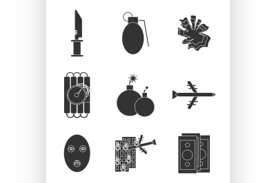 Terrorism flat vector icons