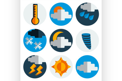 Weather flat icons set.