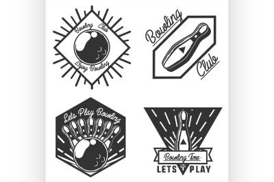 Set of bowling emblems