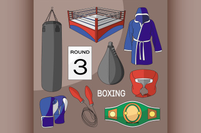 Boxing vector design elements.