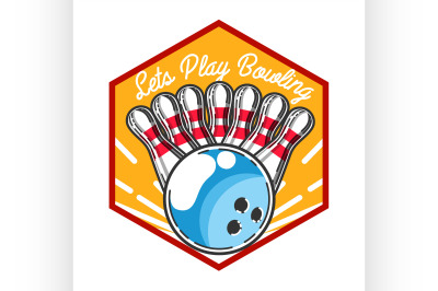 Color vintage bowling emblem