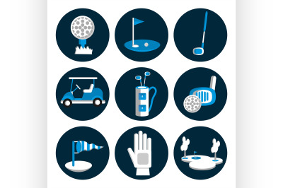 Golf flat icon set