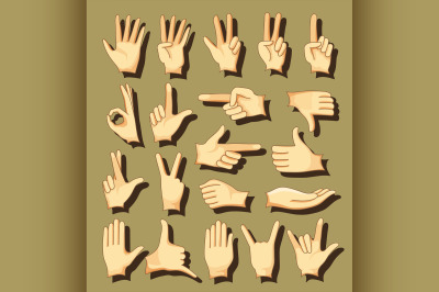 Hand signs icons set