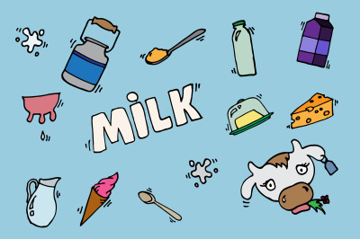 Milk vector icons set