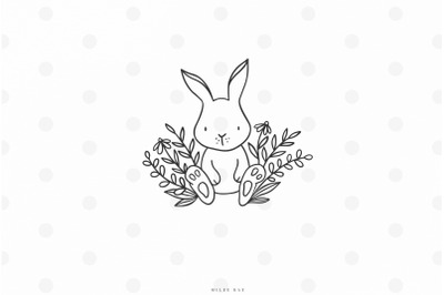 Cute bunny with flowers svg cut file