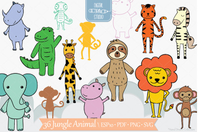 Jungle Animals Colored | Hand Drawn Characters