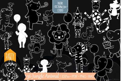 Jungle Animal White | Hand Drawn Birthday Characters