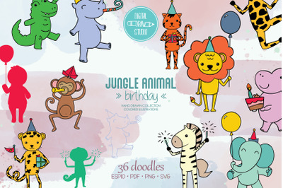 Jungle Animal Color | Hand Drawn Birthday Characters