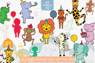 Jungle Animal Color | Hand Drawn Birthday Characters