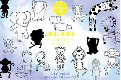Jungle Animal | Hand Drawn Exercising Characters