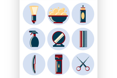 barbershop flat icon set