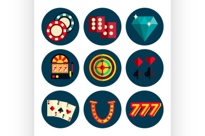 Casino flat icons set