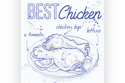 chicken legs on a notebook page